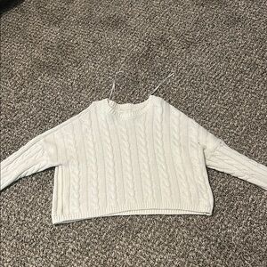 Aeropostale Cream Cable Knit Crew Neck Sweater